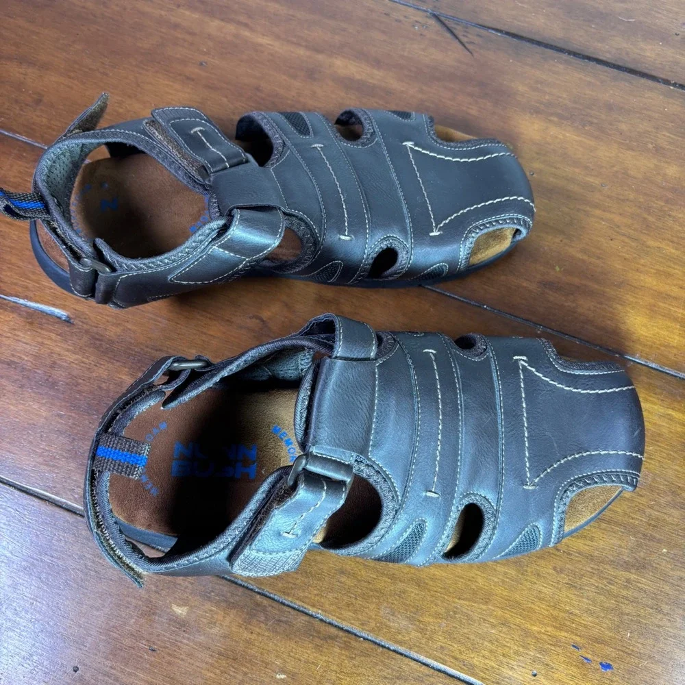 Nunn Bush Fisherman Sandals Mens 11M Brown Closed Toe Memory Foam‎ Hiking